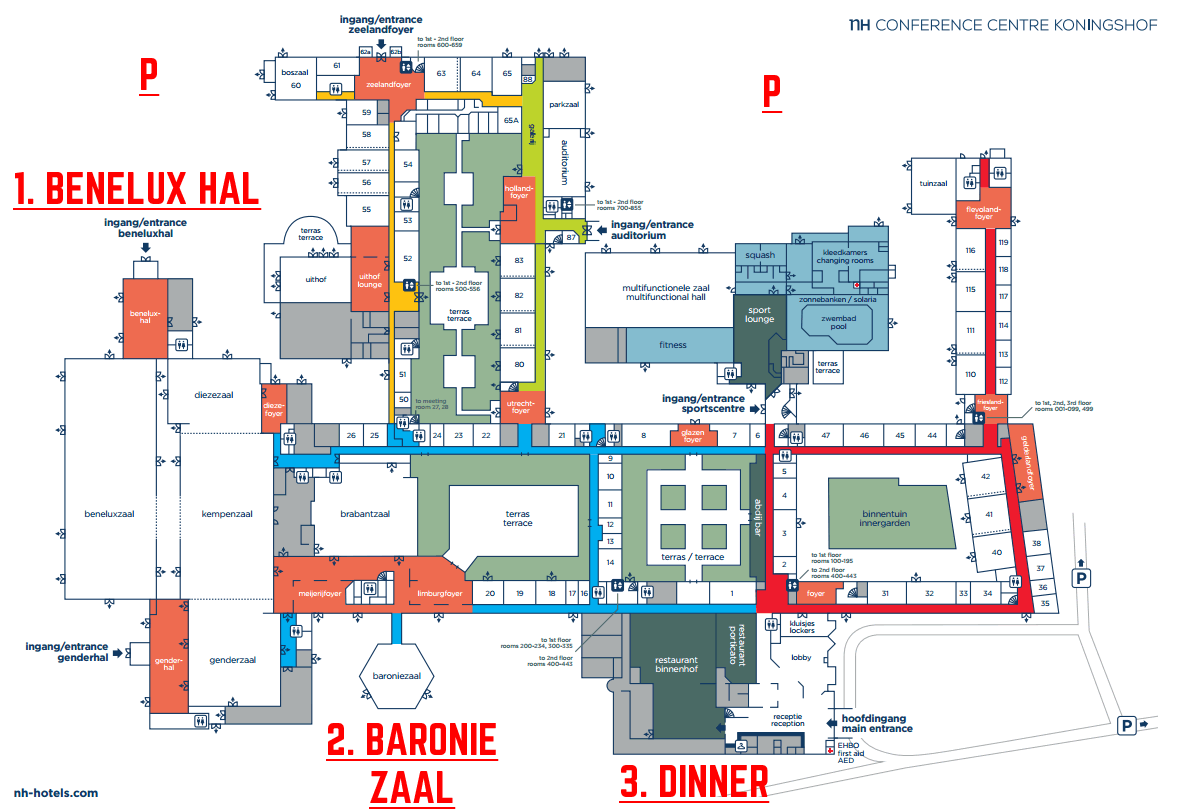 Plattegrond met de Baroniezaal